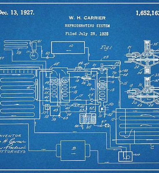 carrier refrigeration system patent blueprint projekce TZB HVAC